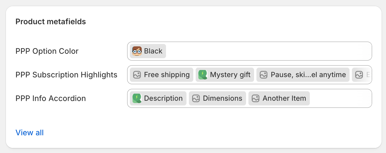 Power Product Metafield Product Color Swatch